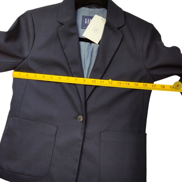 GAP Women's Icon Blazer PQ Navy Uniform Size 0 One Button Textured Classic - Picture 9 of 11